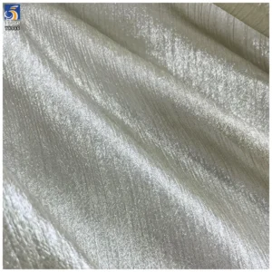 YX966 Holographic Lurex Crinkle Chiffon 100% Polyester Gold Foil Wrinkled Textured Fabric for Wedding Evening Party Dresses