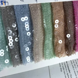 YX1604 250gsm 5mm Clear Sequin Mesh Fabric Stretch Transparent Sequin Textile for Dresses Lingerie and Fashion Apparel