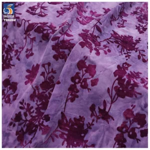 YX620 Factory Supports Custom Noble Purple Chinese Stretch Cheongsam Dress Fabric Elastic Floral Flocked Knitted Fabric