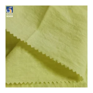 A2426 100g/m² Lightweight Sea Salt Cotton Washed Wrinkled Dress Fabric 90% Cotton 10% Nylon Plain Poplin Fabric for Dress