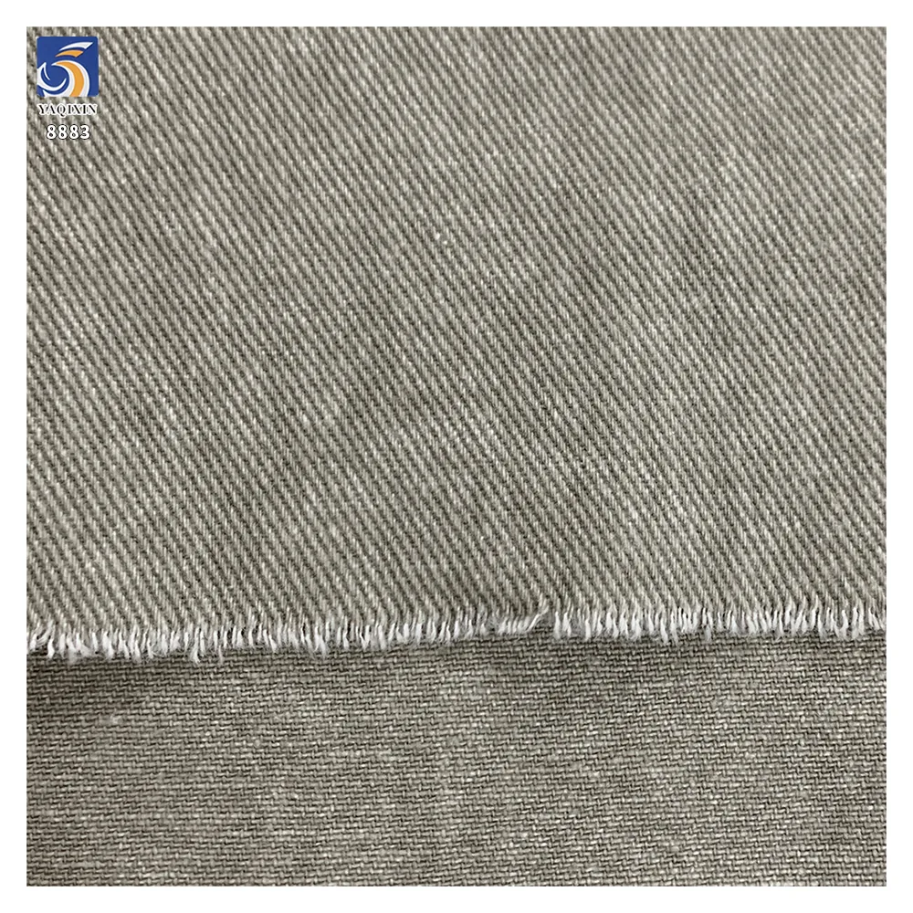 A8883 10*10 310g Factory-Made China Heavy Weight Washed Light Gray Twill Cotton Fabric for Jacket Shirt Garments