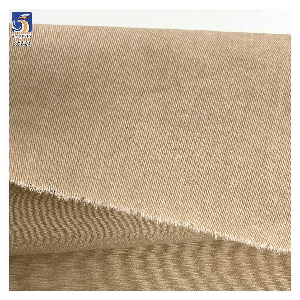 A8882 32*21 Smooth and Soft 210g Twill Light Khaki Fabric 100% Cotton Washed Twill Fabric for Men's Trousers and Casual Pants