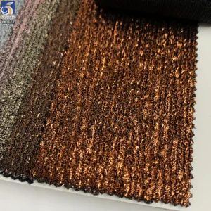 YX1602 Metallic Foil Fabric Firm Knit 100 Polyester Material for Corset Bodice Evening Gown and Structured Fashion