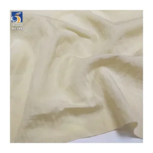 A2399 110gsm Lightweight and Breathable Imitation Linen 63% Rayon 37% Nylon Beige Dress Fabric Soft Wrinkled Woven Fabric