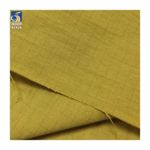 A2429 150g/m² 78% Cotton and 22% Nylon Blended 0.7cm Jacquard Plaid Fabric Textured Shirt Dress Wash-Free Plaid Fabric