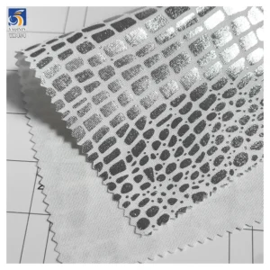 YX494 2024 New Fabric Laser Gradient Polyester Spandex Stretch Shiny Fabric Crocodile Pattern Clothing Luggage Dress Fabric