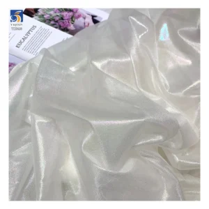 YX940 100gsm Dreamlike 100% Polyester Glossy Holographic Fabric Knit Fantasy Hot Film Glitter Lurex Chiffon Fabric