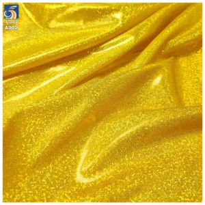A002-1 Fashionable Fabrics Bikini Stage Costume Clothing Golden Green Lurex Laser Foil Glitter Shiny Knitted Fabrics