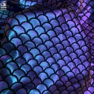 YX1600 Purple Mermaid Scale Fabric Shiny Holographic 97 Polyester 3 Spandex for Swimwear and Kids Costume Apparel