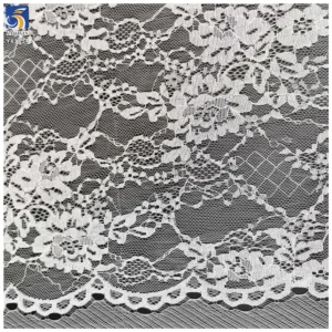 YX1534 Large Floral Non Stretch Polyester Jacquard Chantilly Mesh Lace Fabric for Women's Dresses and Fashion Apparel