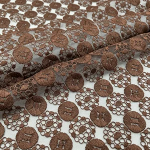 YX1024 Customer's Luxury Brand Logo Embroidered Tulle Fabrics 300 Yards of 3-Day Pattern Custom Embroidered Mesh Fabric