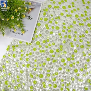YX1580 Cost Effective Two Tone 3D Flower Sequin Embroidery Fabric for Evening Dresses Prom Gowns and Statement Fashion