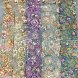 YX1315 Chinese Suppliers Summer-Style Sunflower Design Colorful Sequin Embroidered Mesh Lace Fabric for Women's Clothing