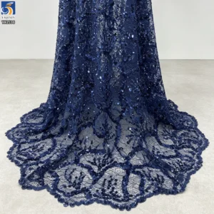 YX1598 Embroidered Sequin Lace Fabric Elegant Floral Mesh for Couture Dress Formalwear and Fashion Design