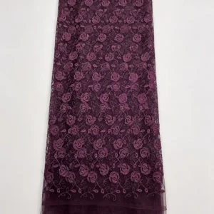 YX1026 Romantic Embroidered Rose Floral Mesh Fabric for Chinese Valentine's Day Beauty Dresses Embroidered Tulle Fabrics