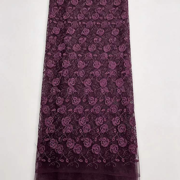 YX1026 Romantic Embroidered Rose Floral Mesh Fabric for Chinese Valentine's Day Beauty Dresses Embroidered Tulle Fabrics