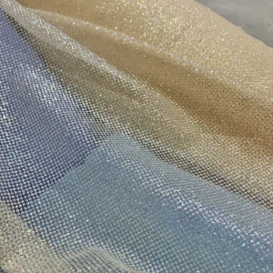 High-End Polyester Flash Silver Shiny Glitter Tulle Net Fabric Sparkle Mesh Wedding Dress Bridal Fabric Price Sales by Yards