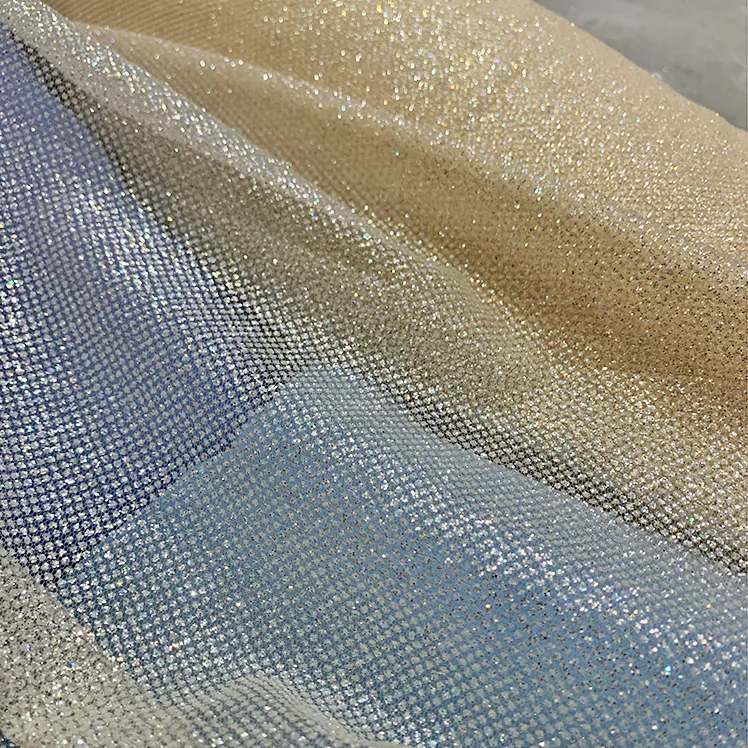 High-End Polyester Flash Silver Shiny Glitter Tulle Net Fabric Sparkle Mesh Wedding Dress Bridal Fabric Price Sales by Yards