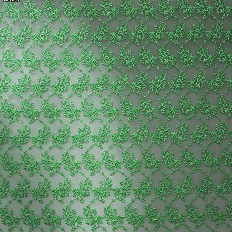 YX1012 Customized Embroidered Tulle Fabrics With Customer-Provided Samples Azure Polyester Tulle Embroidered Fabrics