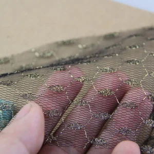F508 Luxury Wedding Veil Dress Tulle Fabric Polyester Golden Dots Jacquard Mesh Tulle Fabric for Bride