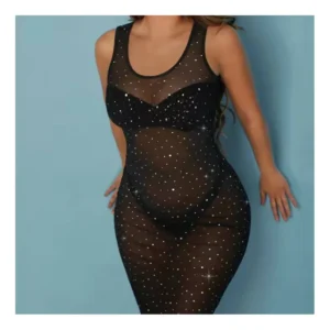 Spandex Elastic Sexy Mesh Fabric with Diamonds 2025 Silver Crystal Stretch Fabric Rhinestones Mesh Women Custom Knitted 5 Yards