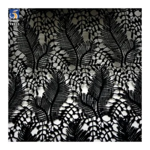 YX933 Latest Design 150gsm Water Soluble Feather Lace Fabric High Quality Full-Length Milk Silk Eyelash Lace Dress Fabric