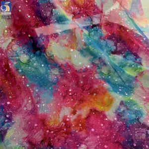 YX1631 High Density Tulle Fabric Splatter Dye Holographic Digital Print Sheer Mesh 100% Polyester for Evening Gown Cosplay