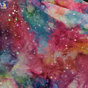 YX1631 High Density Tulle Fabric Splatter Dye Holographic Digital Print Sheer Mesh 100% Polyester for Evening Gown Cosplay