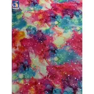 YX1631 High Density Tulle Fabric Splatter Dye Holographic Digital Print Sheer Mesh 100% Polyester for Evening Gown Cosplay