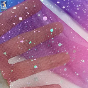 YX2178 Newest Lovely Style Baby Toddler Rainbow Tulle Lace Dress Clothing Material Fabric Glitter Knit Mesh Skirt Fabric