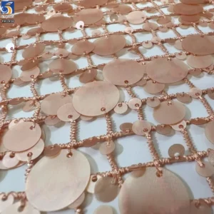 YX1456 Sequin Embroidery Mesh Fabric Allover Mixed Size Round Sequins for Gowns Stagewear and Fashion Apparel
