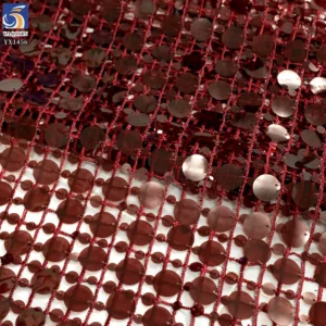 YX1456 Sequin Embroidery Mesh Fabric Allover Mixed Size Round Sequins for Gowns Stagewear and Fashion Apparel