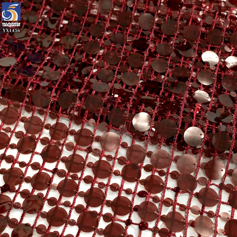 YX1456 Sequin Embroidery Mesh Fabric Allover Mixed Size Round Sequins for Gowns Stagewear and Fashion Apparel