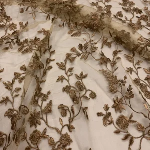 YX1629 Floral Embroidered Lace Fabric High Density Polyester Mesh Lace for Evening Gown Dress